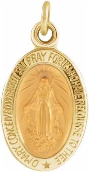 Bonyak Jewelry 14k Yellow Gold 9x6mm Oval Miraculous Medal Stylish Smallest Size