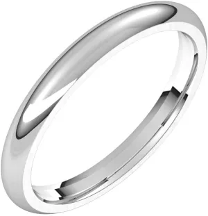 Bonyak Jewelry Platinum 2.5mm Half Round Comfort Fit Band Stylish, Size 6