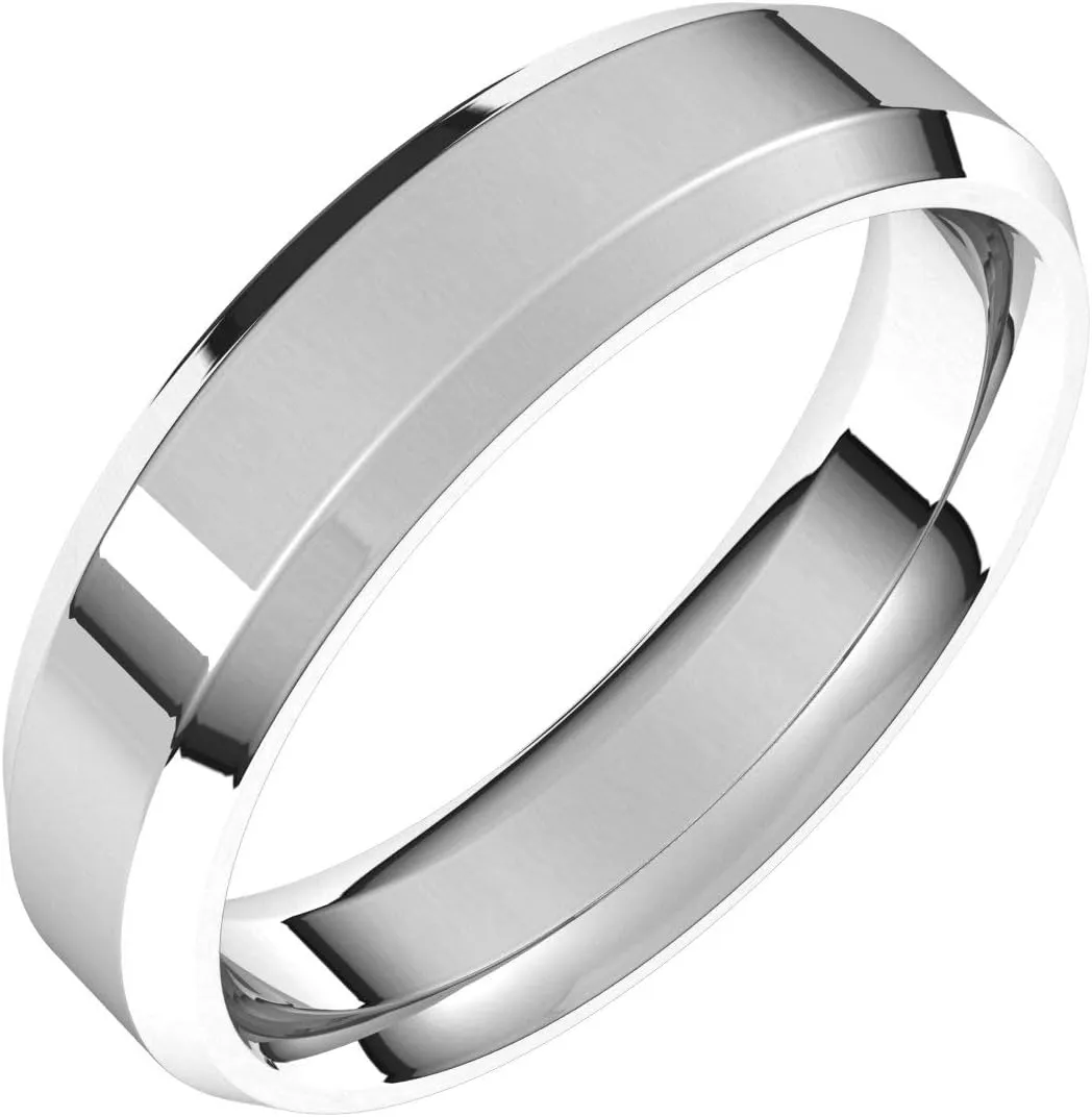 Bonyak Jewelry Platinum 5mm Beveled-Edge Comfort-Fit Band Stylish, Size 5.5