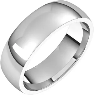 Bonyak Jewelry Platinum 5mm Half Round Comfort Fit Light Band Stylish, Size 10