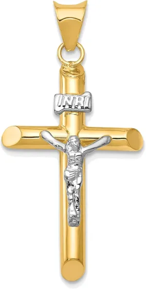 Bonyak Jewelry Two-Tone Polished Jesus Crucifix Pendant in 14K Yellow & White Gold Stylish