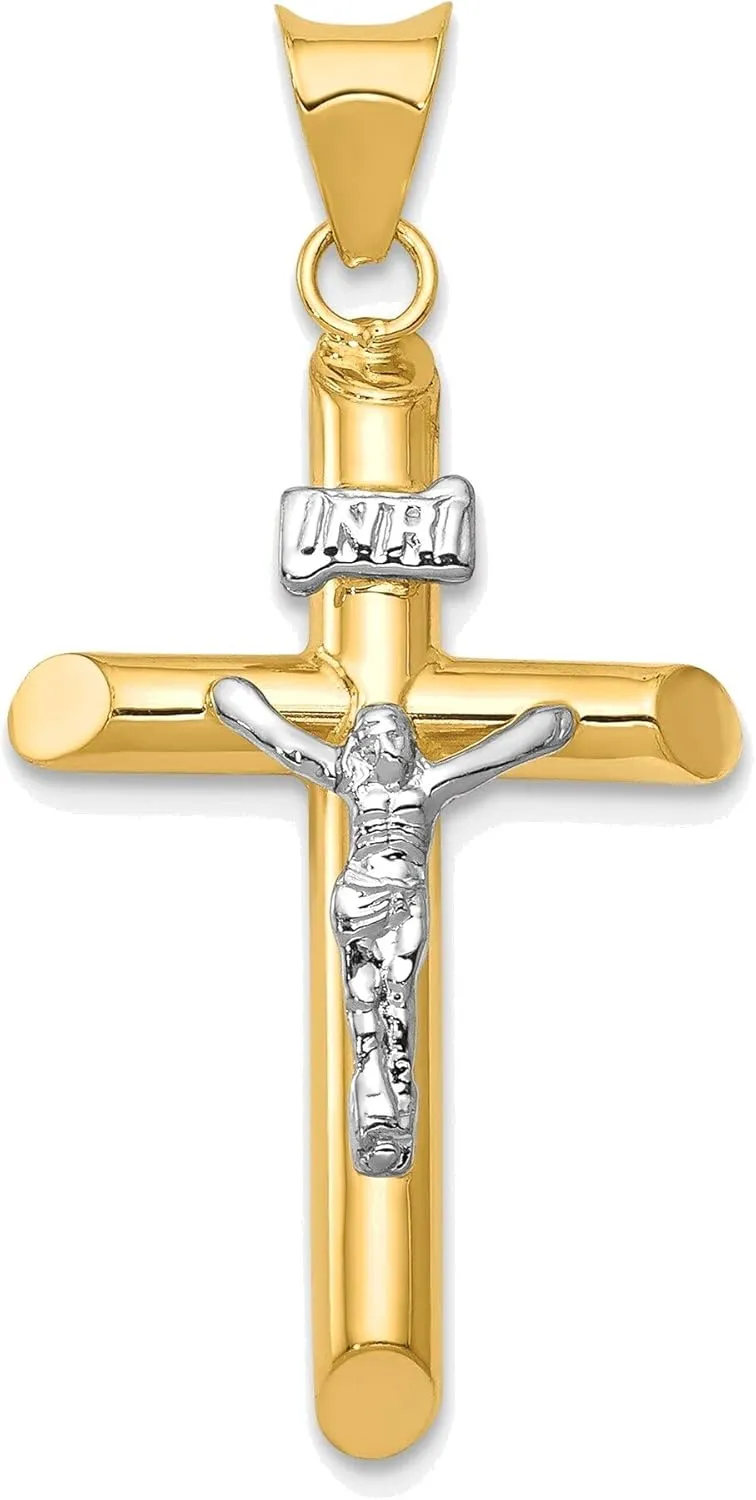 Bonyak Jewelry Two-Tone Polished Jesus Crucifix Pendant in 14K Yellow & White Gold Stylish