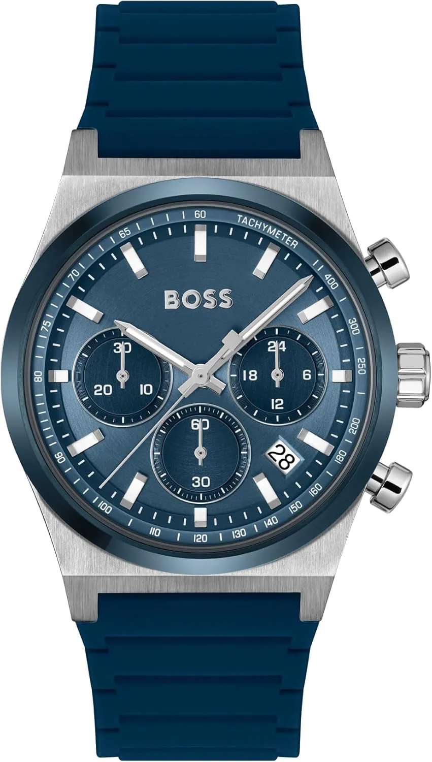 BOSS Men's Chronograph Watch  Candor Collection, Stainless Steel Case, Quartz Movement, Stopwatch Function, Sporty & Elegant Design - Gift for Him