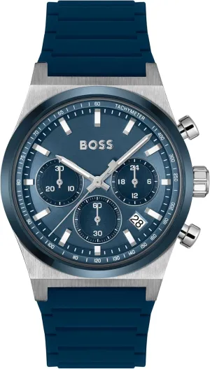 BOSS Men's Chronograph Watch  Candor Collection, Stainless Steel Case, Quartz Movement, Stopwatch Function, Sporty & Elegant Design - Gift for Him