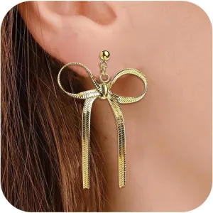 Bow Earrings for Women Trendy Dainty Gold Bow Stud Earrings Small Ribbon Bowknot Earrings Bow Jewelry Birthday Gifts 2025 Fashion Prom Dresses