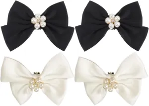 Bow Shoe Clips : 2 Pairs Imitation Pearls Shoe Clips Wedding Shoe Jewelry Charms Shoe Decoration for Women Birthday Flats Pumps