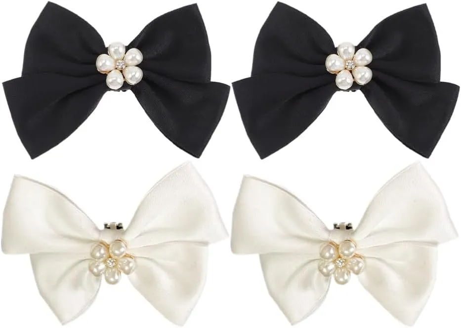 Bow Shoe Clips : 2 Pairs Imitation Pearls Shoe Clips Wedding Shoe Jewelry Charms Shoe Decoration for Women Birthday Flats Pumps