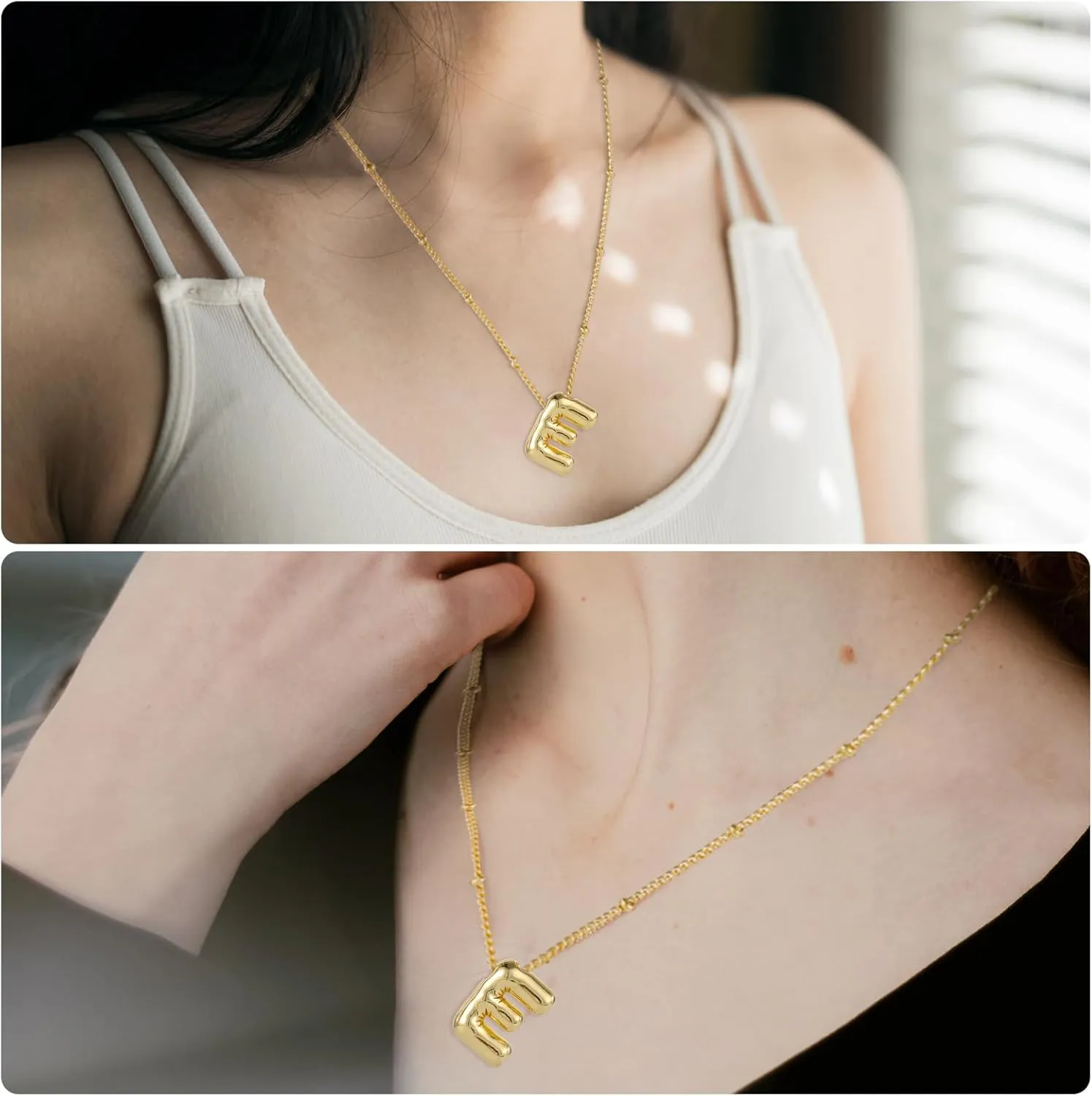 BOXOB Necklace, 14k Gold Plated Balloon Initial Necklace Personalized Balloon Alphabet Pendant Necklaces Jewelry Gift for Women Girls