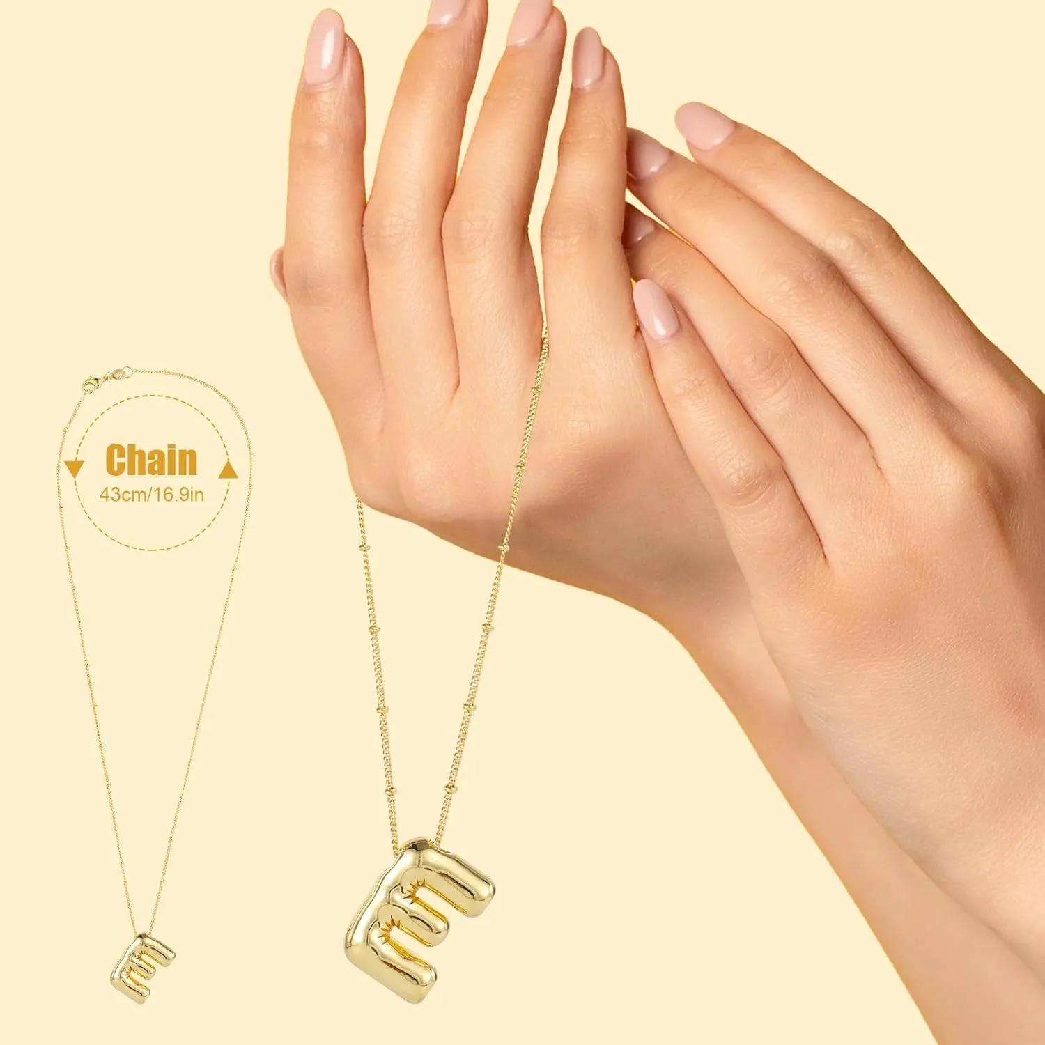 BOXOB Necklace, 14k Gold Plated Balloon Initial Necklace Personalized Balloon Alphabet Pendant Necklaces Jewelry Gift for Women Girls