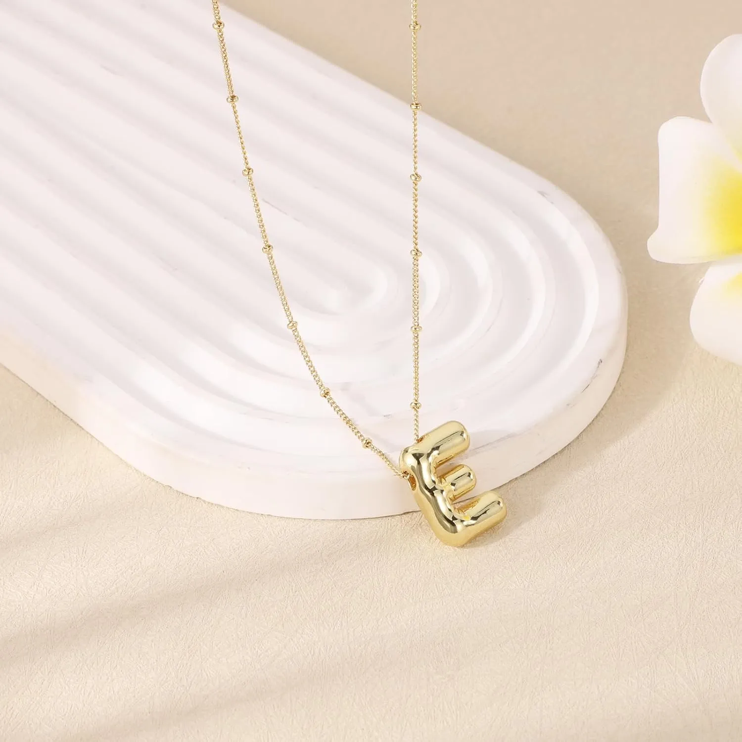 BOXOB Necklace, 14k Gold Plated Balloon Initial Necklace Personalized Balloon Alphabet Pendant Necklaces Jewelry Gift for Women Girls