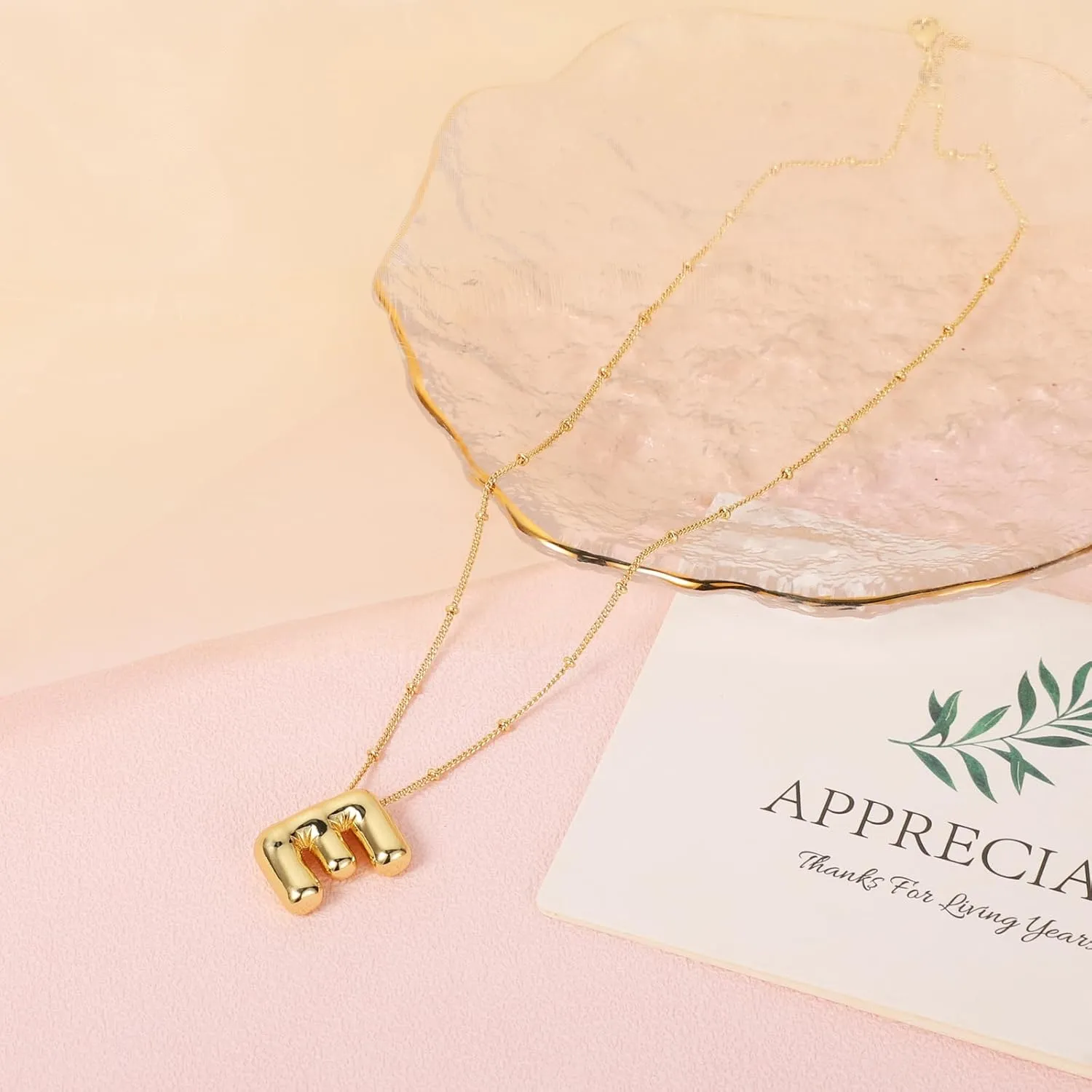 BOXOB Necklace, 14k Gold Plated Balloon Initial Necklace Personalized Balloon Alphabet Pendant Necklaces Jewelry Gift for Women Girls