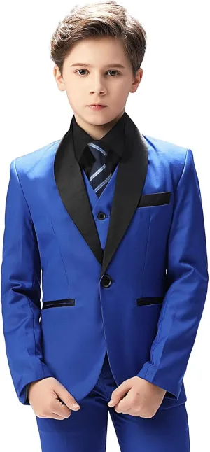 Boy Suits Tuxedo Slim Fit Suit for Boys Kids Toddler Dress Outfit with Coat, Pants, Vest Set No Tail