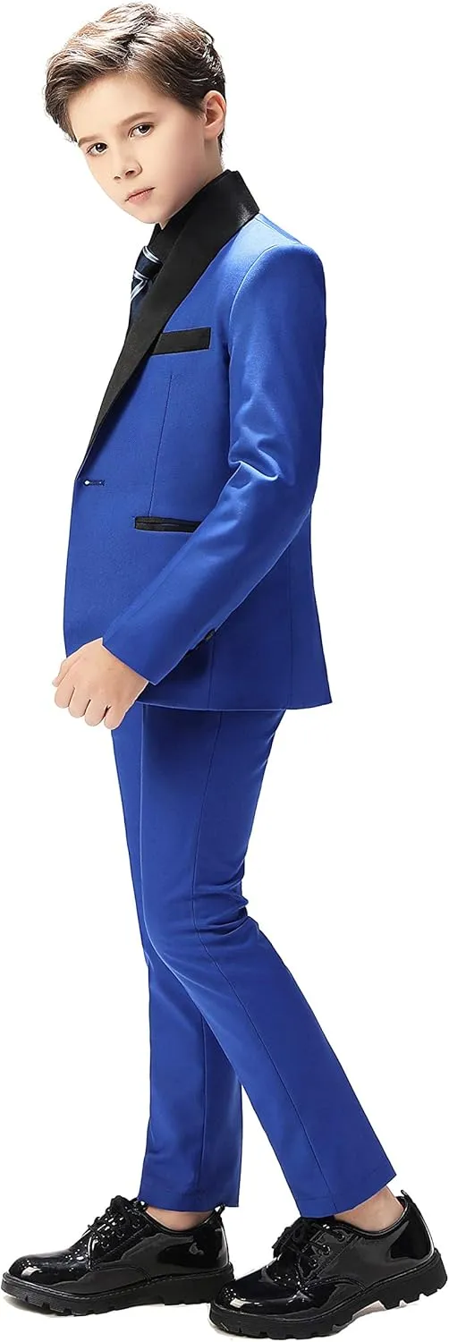 Boy Suits Tuxedo Slim Fit Suit for Boys Kids Toddler Dress Outfit with Coat, Pants, Vest Set No Tail