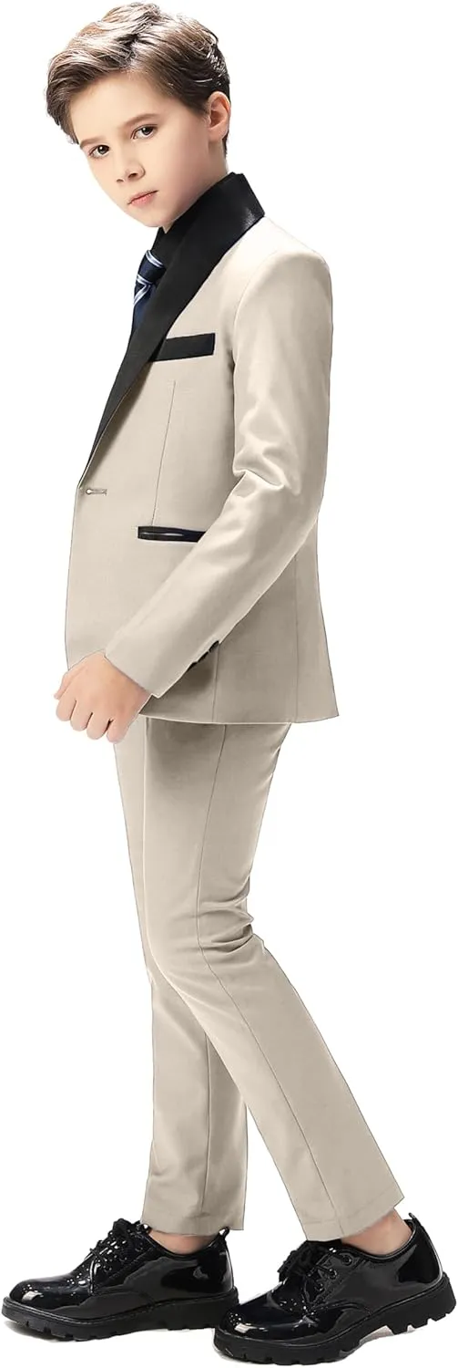 Boy Suits Tuxedo Slim Fit Suit for Boys Kids Toddler Dress Outfit with Coat, Pants, Vest Set No Tail