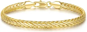 Bracelets for Women Non Tarnish 14K Gold Bracelets for Men Wheat Chain & Foxtail Chain Bracelet for Womens Gold Bracelet Jewelry 6.5/7/7.5/8/8.5in