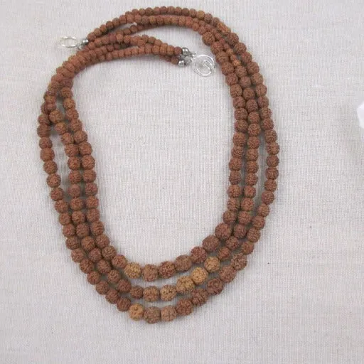 Brown Natural Seed Bead Triple Strand  Beaded Necklace