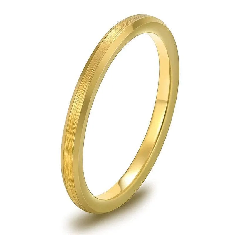 Brushed Gold Plated Tungsten Men's Wedding Band