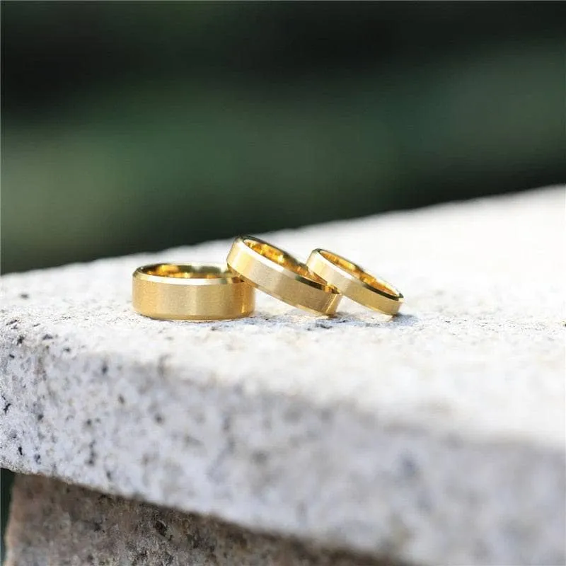 Brushed Gold Plated Tungsten Men's Wedding Band
