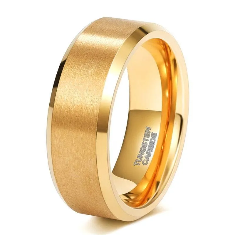 Brushed Gold Plated Tungsten Men's Wedding Band