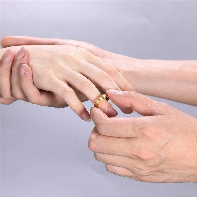 Brushed Gold Plated Tungsten Men's Wedding Band