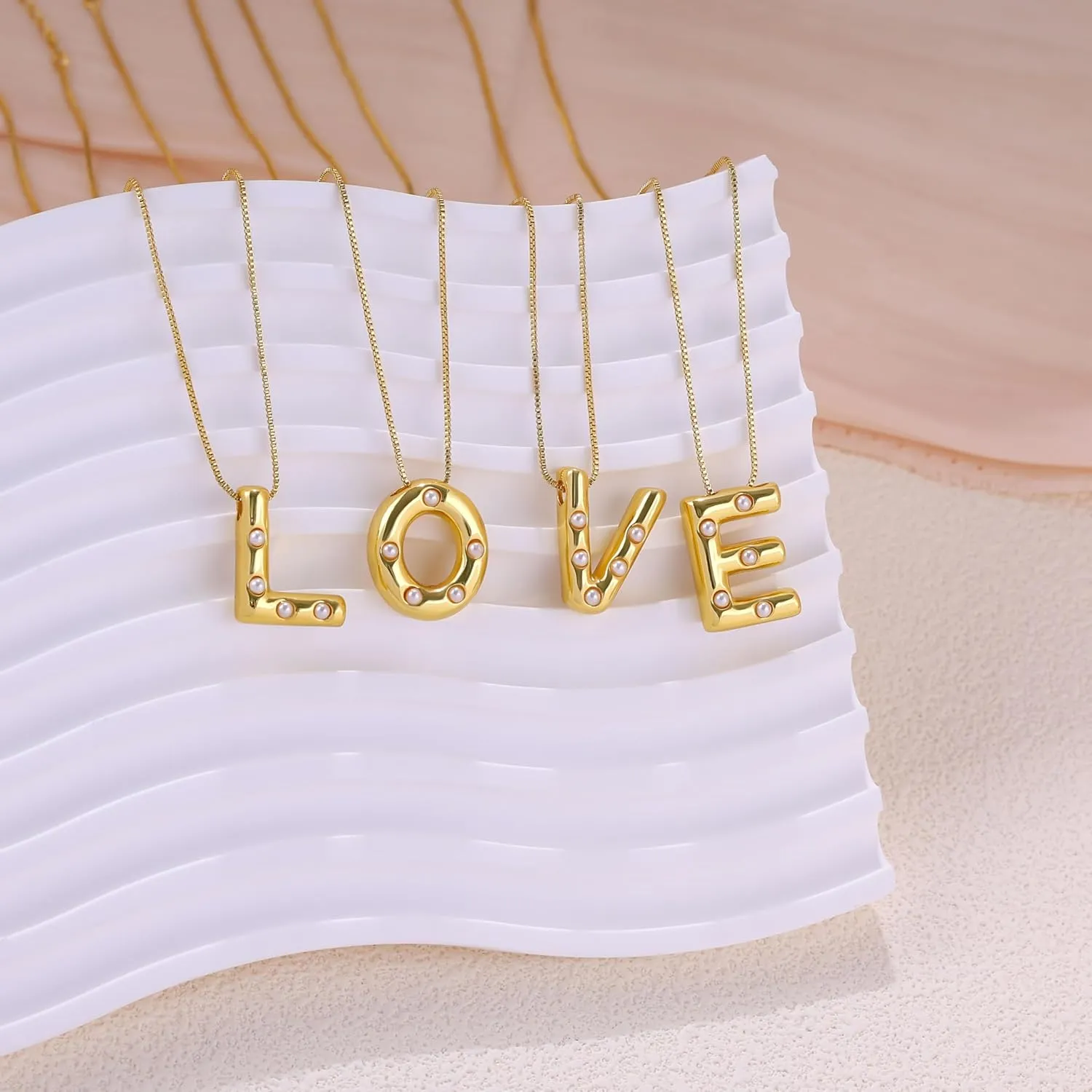 Bubble Gold Necklace 14K Gold Plated Letter Necklace Chunky Gold Necklace Dainty Balloon Initial Necklaces for Women Trendy Simple Custom Name Pendant Necklace Charm Jewelry