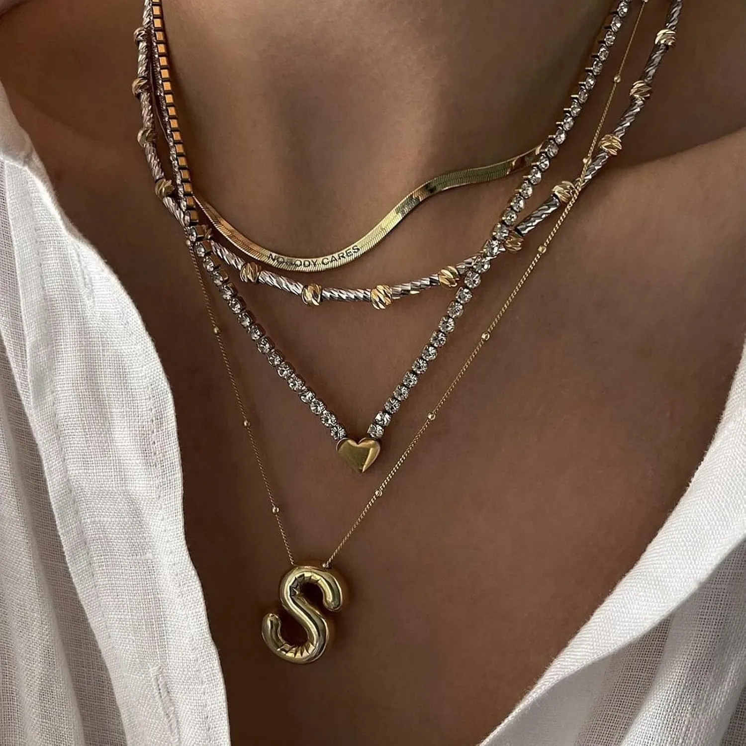 Bubble Letter Necklace for Women, 14K Gold Plated Balloon Letter Necklace Dainty Bubble Initial Alphabet Pendant Name Personalized Necklaces
