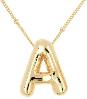 Bubble Letter Necklace for Women, 14K Gold Plated Balloon Letter Necklace Dainty Bubble Initial Alphabet Pendant Name Personalized Necklaces