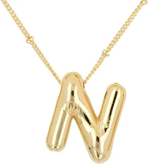 Bubble Letter Necklace for Women, 14K Gold Plated Balloon Letter Necklace Dainty Bubble Initial Alphabet Pendant Name Personalized Necklaces