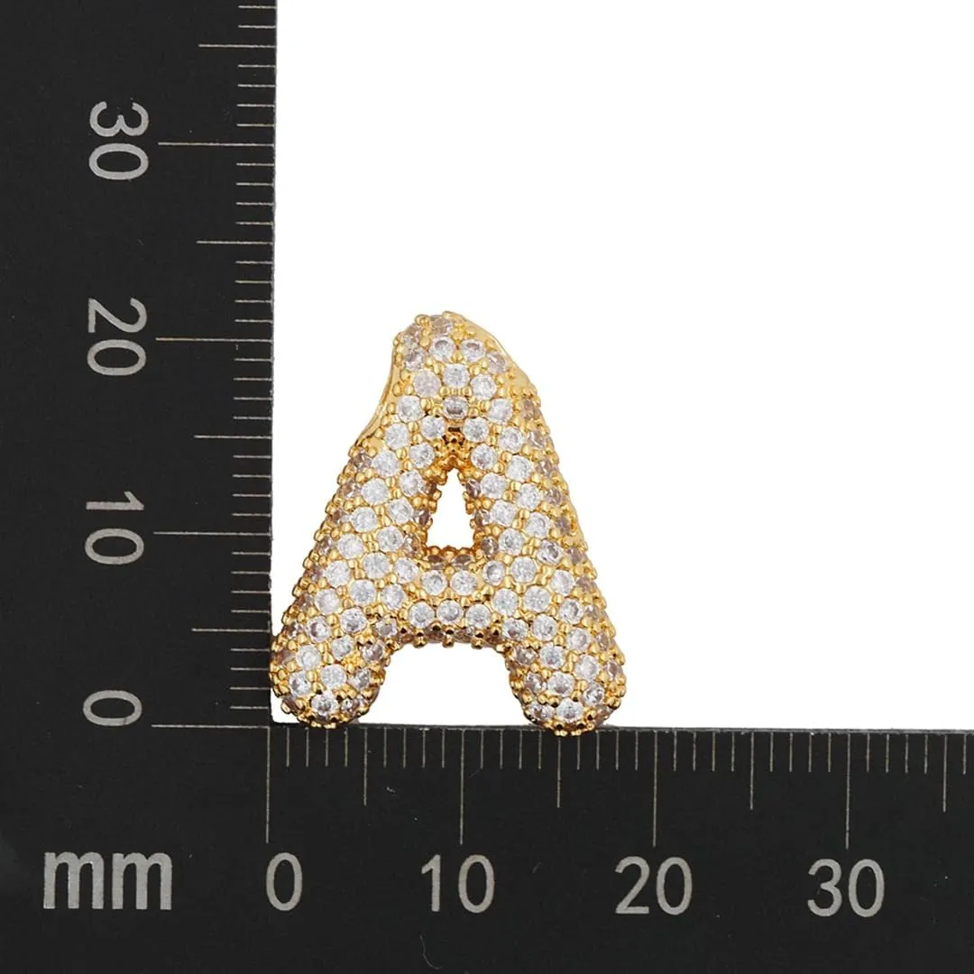 Bubble Letter Necklace Gold for WomenCharm Balloon Initial Letter Pendant Zirconia Inlaid Necklaces Fashion Gifts Jewelry