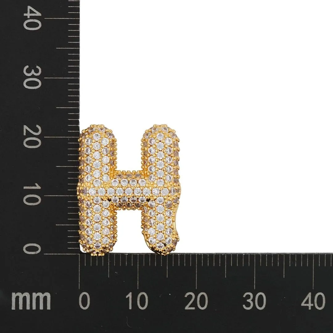 Bubble Letter Necklace Gold for WomenCharm Balloon Initial Letter Pendant Zirconia Inlaid Necklaces Fashion Gifts Jewelry