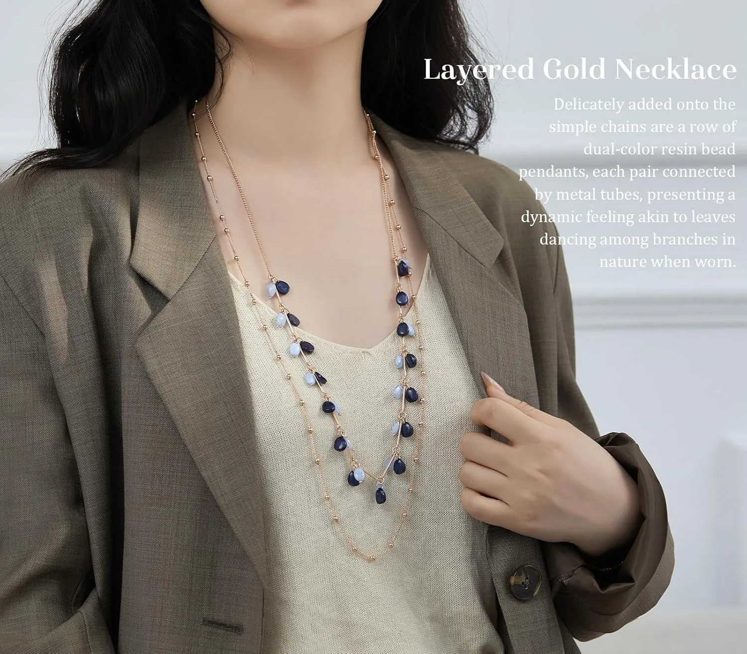 BULINLIN Layered Gold Long Necklaces for Women Long Beaded Chain Necklace Costume Gold Jewelry Mothers Day Gifts for Mom
