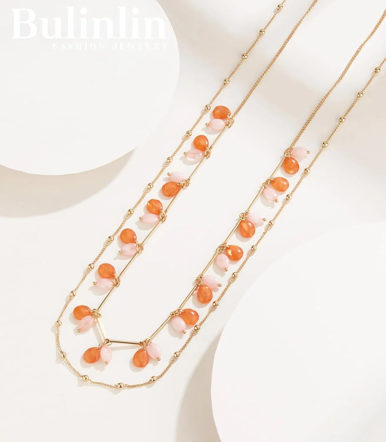 BULINLIN Layered Gold Long Necklaces for Women Long Beaded Chain Necklace Costume Gold Jewelry Mothers Day Gifts for Mom