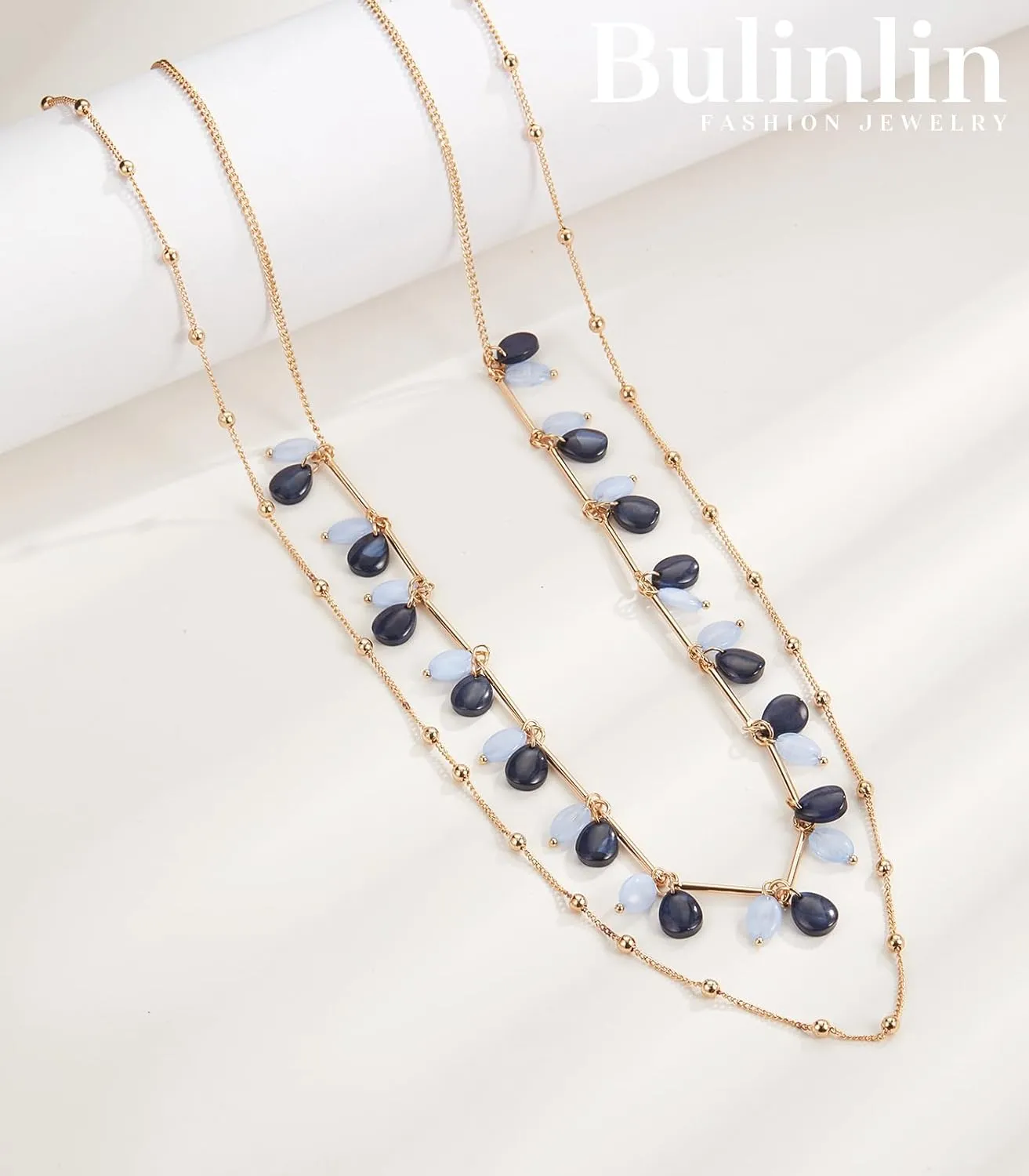BULINLIN Layered Gold Long Necklaces for Women Long Beaded Chain Necklace Costume Gold Jewelry Mothers Day Gifts for Mom