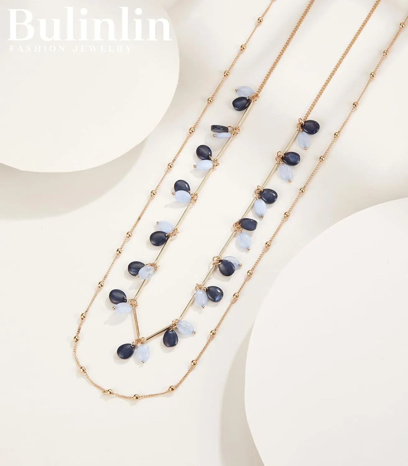 BULINLIN Layered Gold Long Necklaces for Women Long Beaded Chain Necklace Costume Gold Jewelry Mothers Day Gifts for Mom