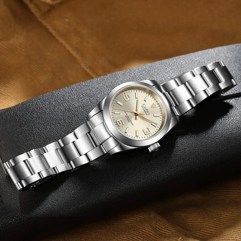 CADISEN Automatic for Men Watch 36MM Sapphire Mechanical Wristwatch Stainless Steel Waterproof Watches Casual Homage