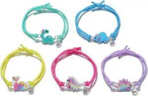 Caiyao Exquisite Dinosaur Bracelet Colorful Enamel Dinosaur Charm Beaded Strand rope Stretch Bracelet Set for Women Friendship Best Friend Gift