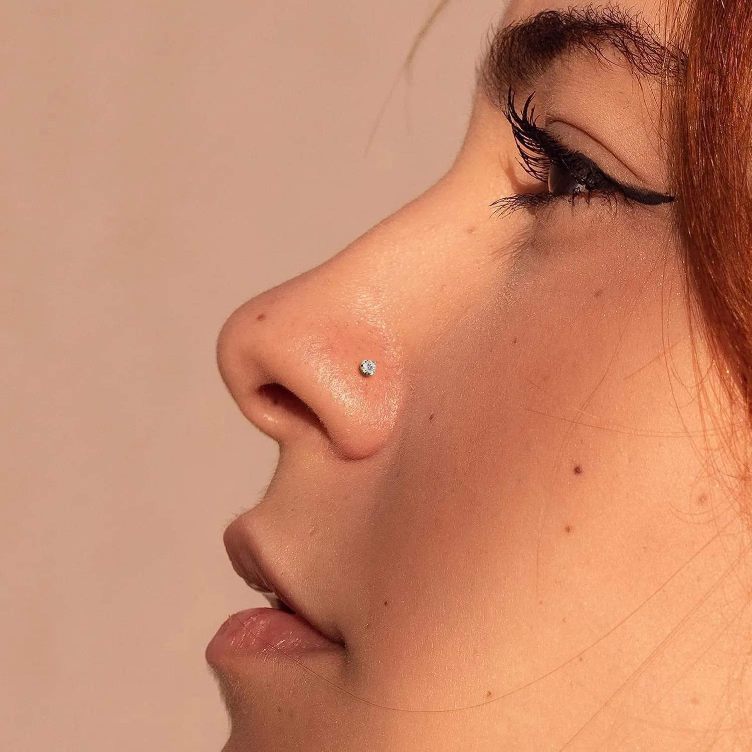 Cali Trove 10k Gold Nose Stud for Women in 20 Gauge | 1/20 cttw Round Natural Diamond Nose Piercing Stud | Versatile Tiny Nose Rings for Comfortable Wear | Ideal gift for her | Real Gold Plated Stud