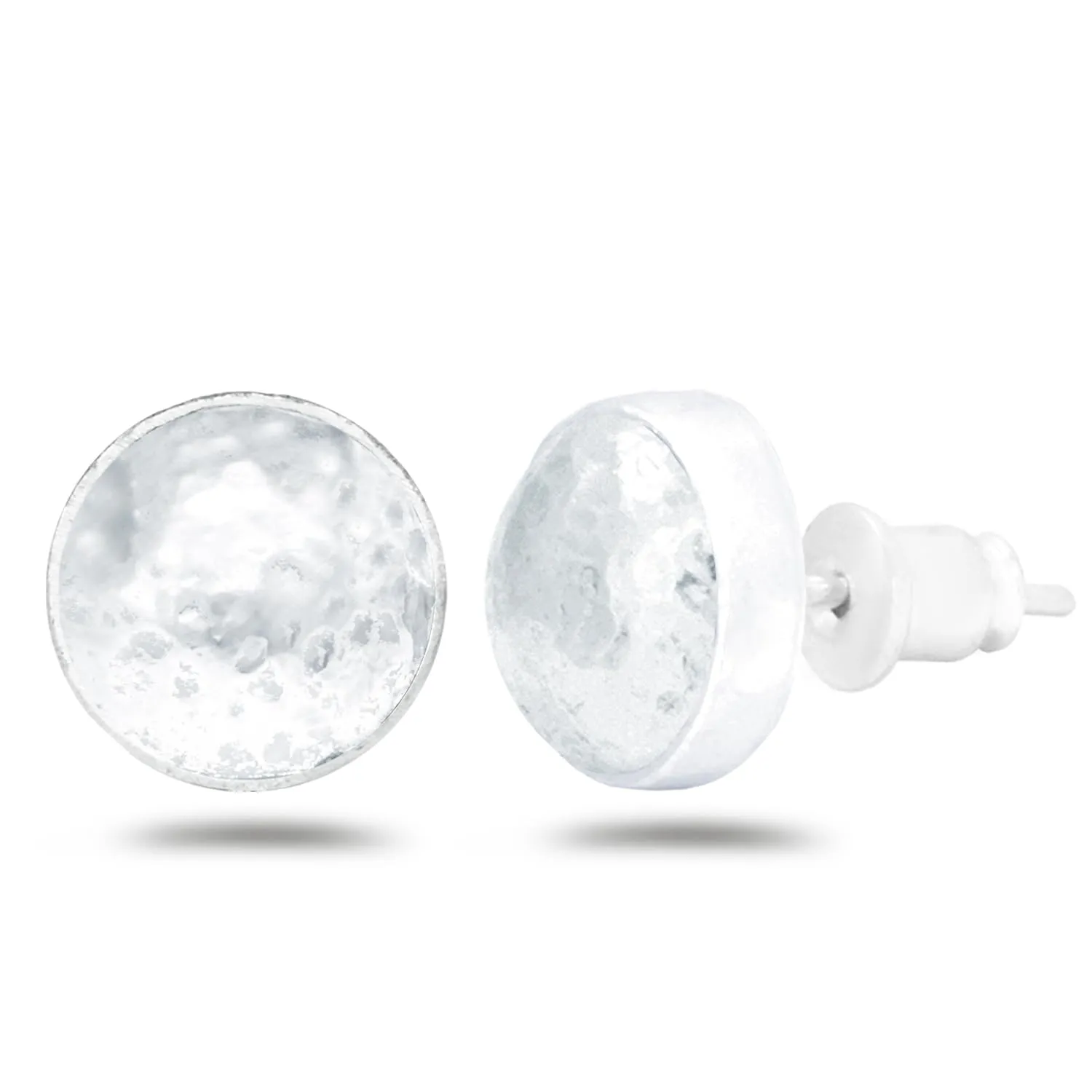 Caprixus 925 Sterling Silver Stud Earrings Dome Pebble Stud Post Earrings Designer Handmade Hammered Minimalist Turkish Fine Jewelry for Women