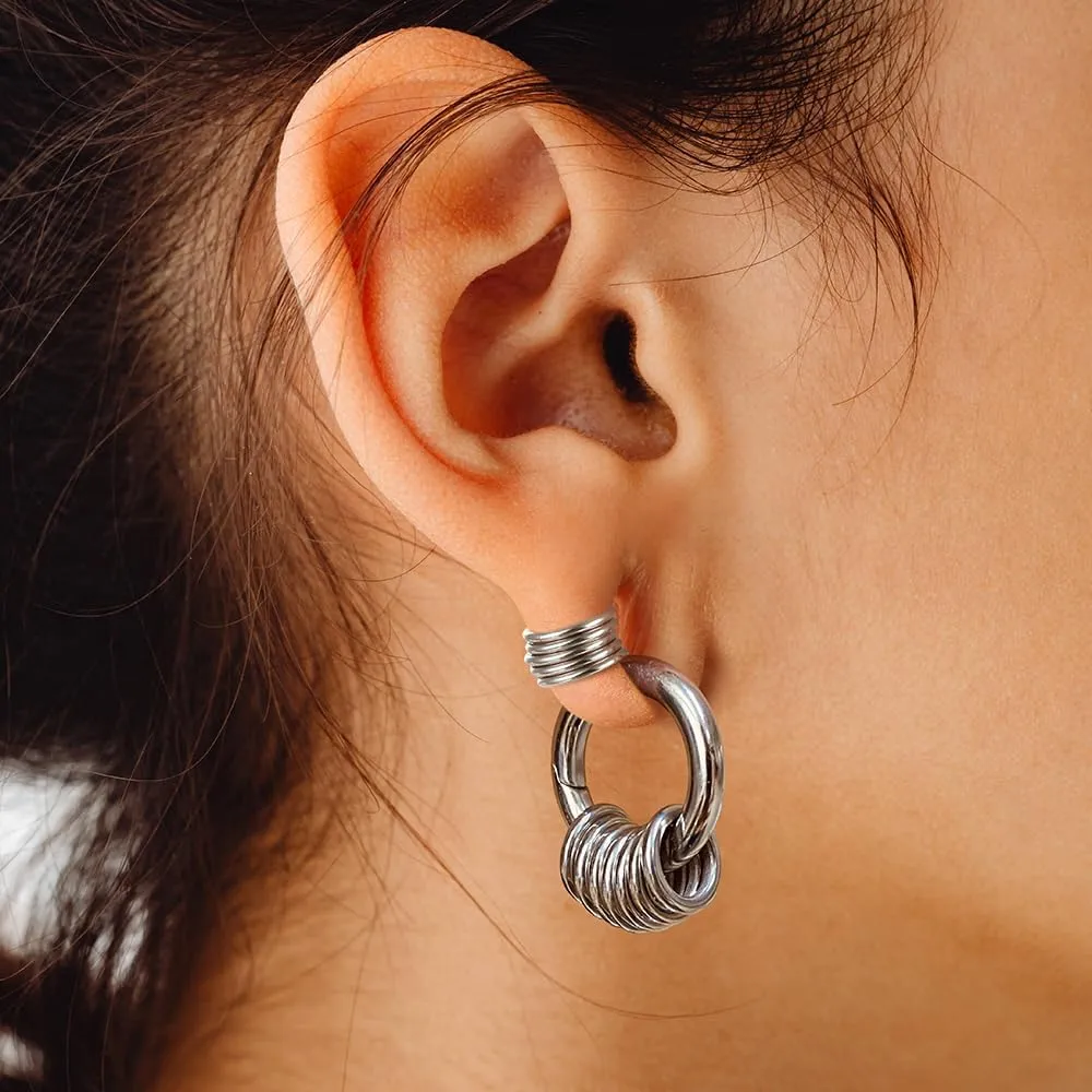 Casvort 2PCS Hypoallergenic Versatile Ear Weights for Stretched Ear Lobes 316 Stainless Steel Ear Hangers Gauges Plugs and Tunnels Stretchers Fashion Piercing Body Jewelry