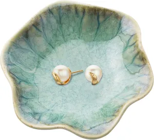 Ceramic jewelry dish,leaf jewelry tray key tray,jewelry holder,small ring dish holder Jewelry Plate trinket tray catchall tray nightstand decor for entryway table room decorCrystal green