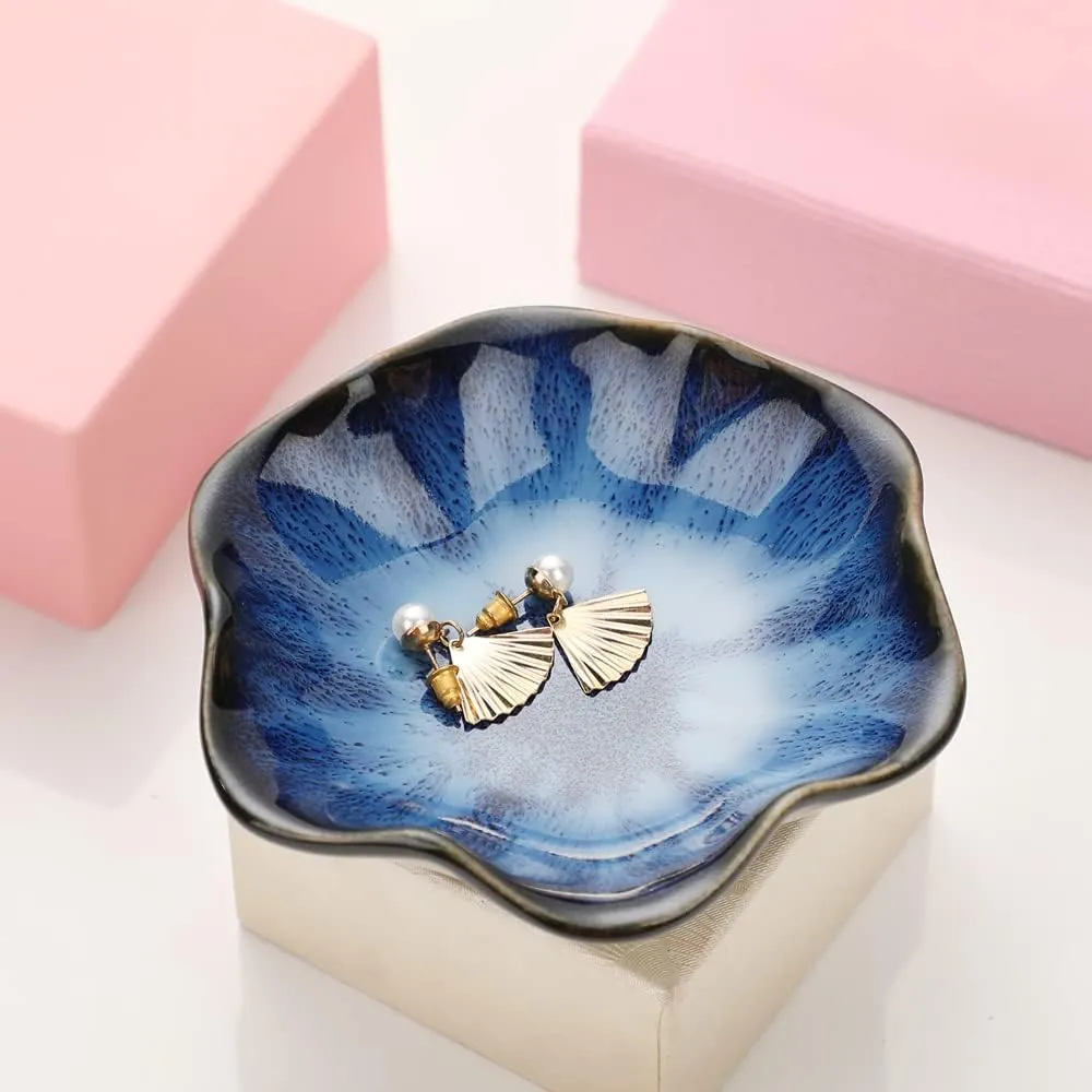 Ceramic Jewelry Dish,Leaf Jewelry Tray Key Tray,Small Ring Dish Holder Jewelry Plate Trinket Tray catchall Tray nightstand Decor for entryway Table Room Decor