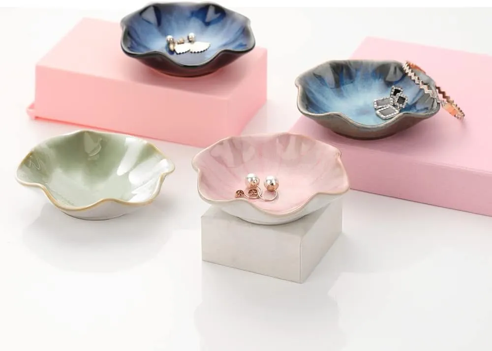 Ceramic Jewelry Dish,Leaf Jewelry Tray Key Tray,Small Ring Dish Holder Jewelry Plate Trinket Tray catchall Tray nightstand Decor for entryway Table Room Decor