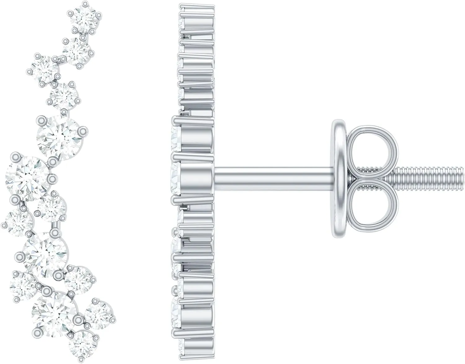 Certified Moissanite Diamond Climber Earrings, D Color Vs1 Clarity, Moissanite Ear Climber Earrings (Ready to Gift)