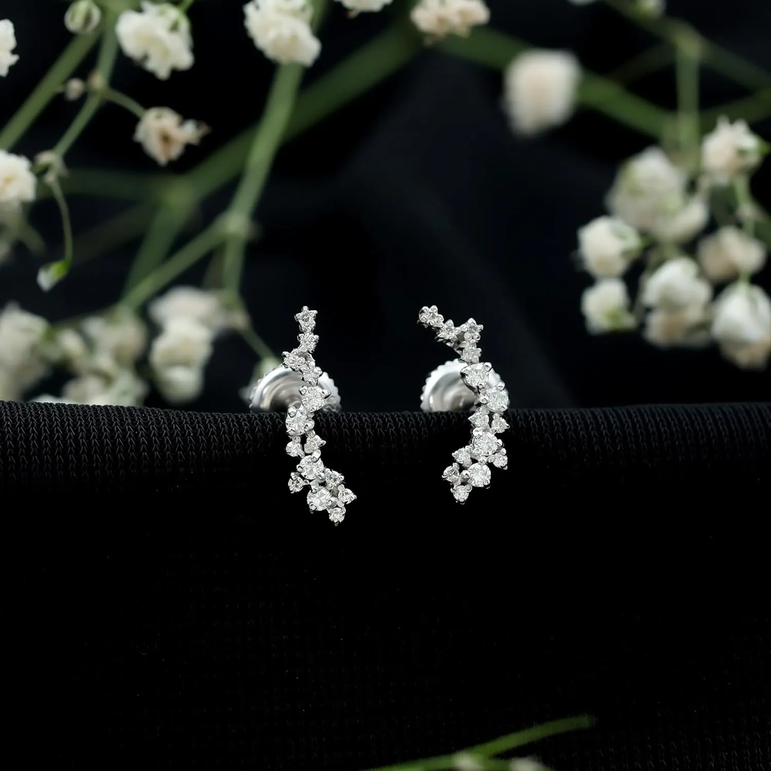 Certified Moissanite Diamond Climber Earrings, D Color Vs1 Clarity, Moissanite Ear Climber Earrings (Ready to Gift)