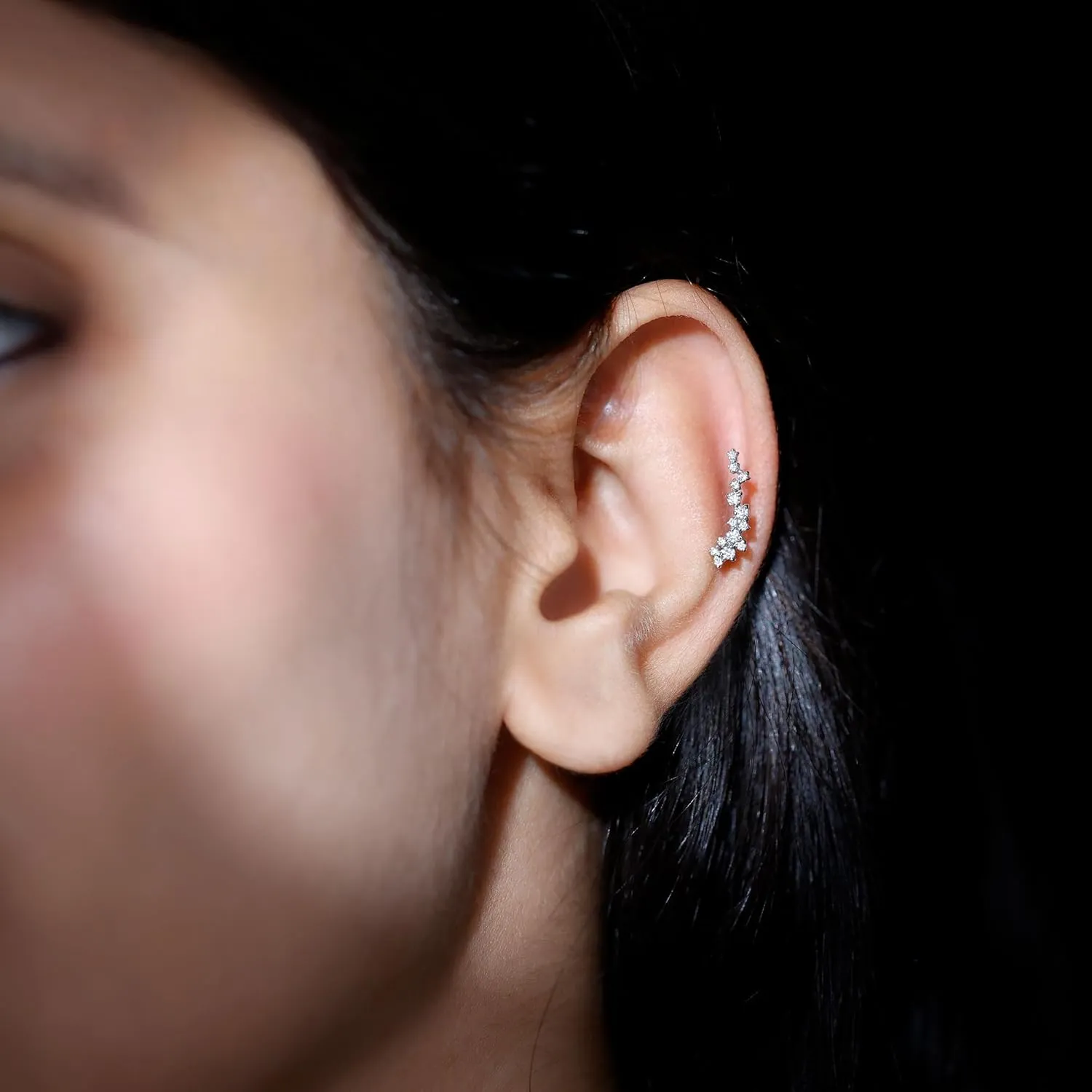 Certified Moissanite Diamond Climber Earrings, D Color Vs1 Clarity, Moissanite Ear Climber Earrings (Ready to Gift)