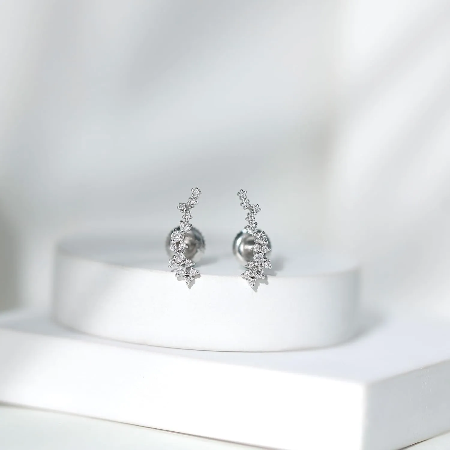 Certified Moissanite Diamond Climber Earrings, D Color Vs1 Clarity, Moissanite Ear Climber Earrings (Ready to Gift)