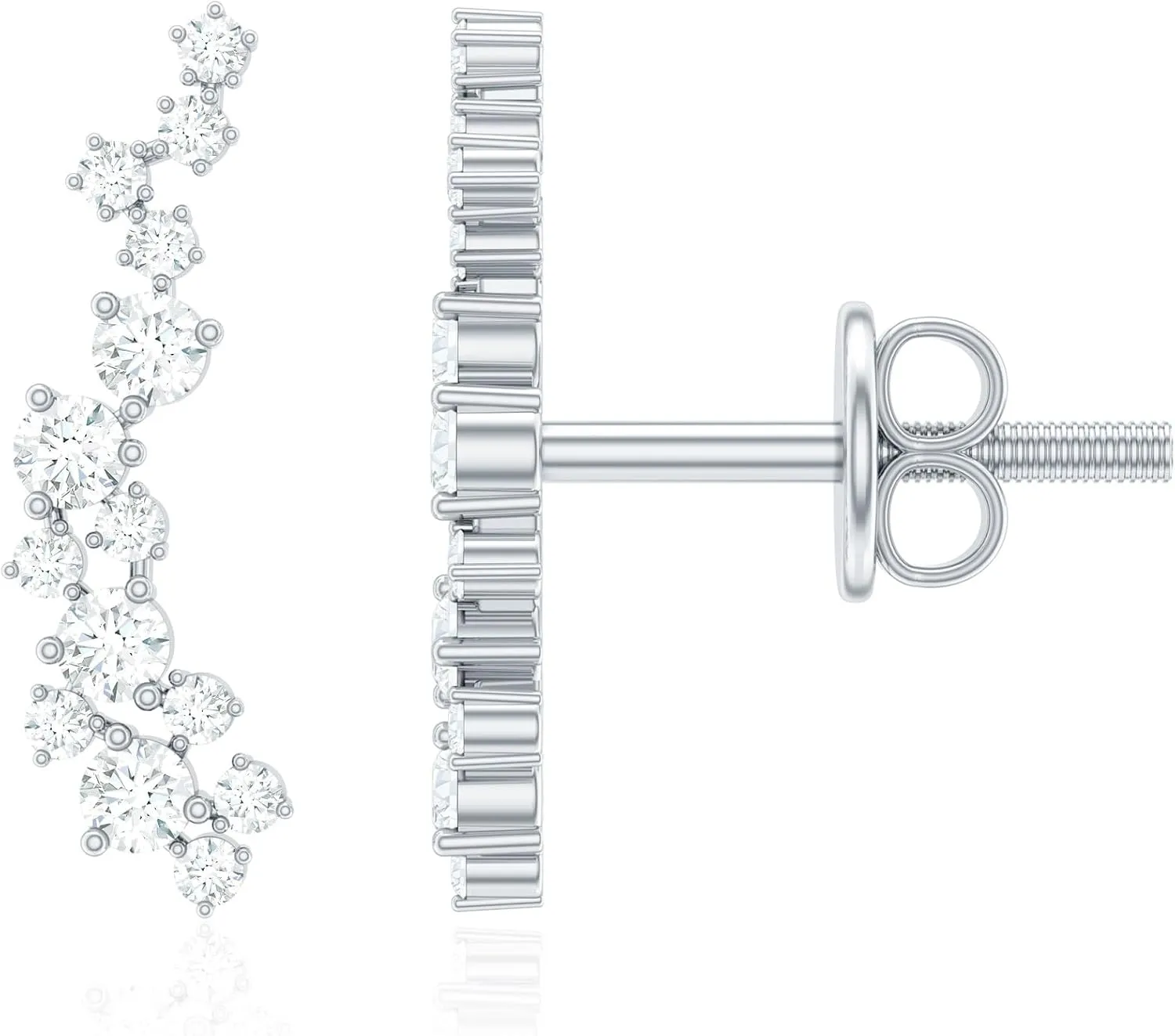 Certified Moissanite Diamond Climber Earrings, D Color Vs1 Clarity, Moissanite Ear Climber Earrings (Ready to Gift)