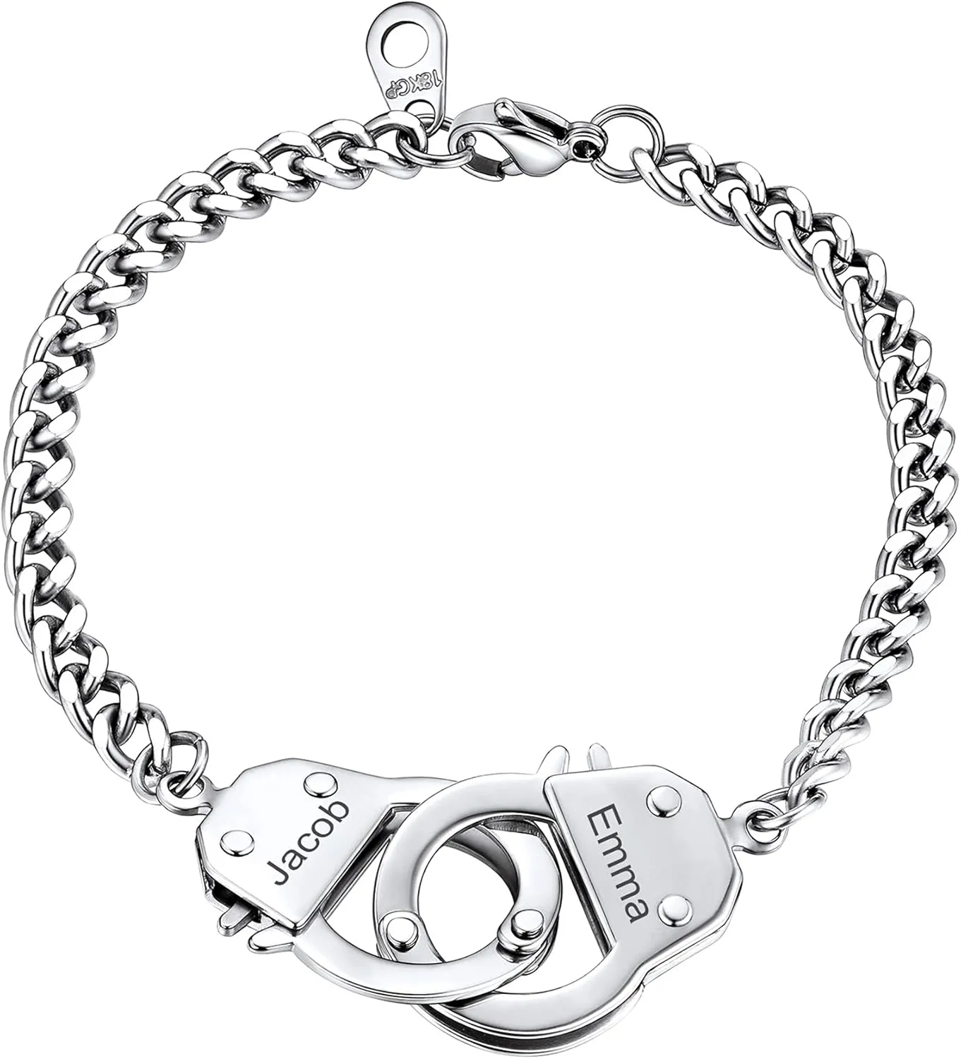 ChainsHouse Handcuff Link Bracelet for Men Women, 18K Gold/Black Metal/Stainless Steel Biker Curb Chain Friendship Best Friends Statement Bangles Bracelets, Send Gift Box