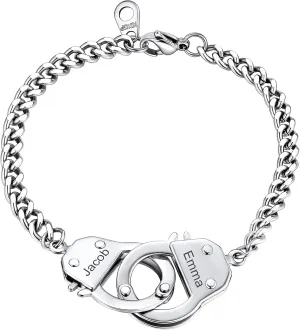 ChainsHouse Handcuff Link Bracelet for Men Women, 18K Gold/Black Metal/Stainless Steel Biker Curb Chain Friendship Best Friends Statement Bangles Bracelets, Send Gift Box