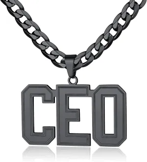 ChainsPro Men Personalized Name Necklace Nameplate Necklaces, 18/20/22/24/26/28/30" Length, 316L Stainless Steel/18K Gold Plated/Black-Send Gift Box